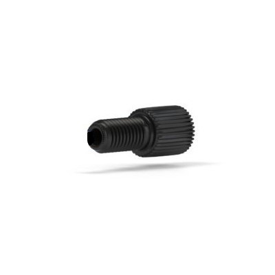 Upchurch Scientific Flangeless Male Nut for 1/16 inch OD Tubing, 1/4-28 Flat-Bottom, Standard Knurl, Delrin, Black, Single - P-201 - Click Image to Close